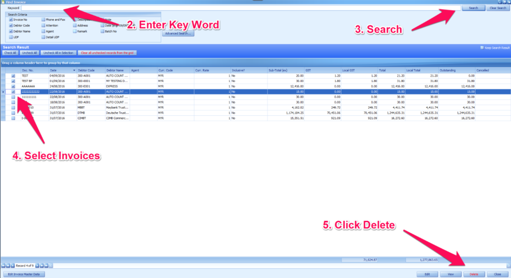 AutoCount Tips: Batch Delete - Ideal Count Solution
